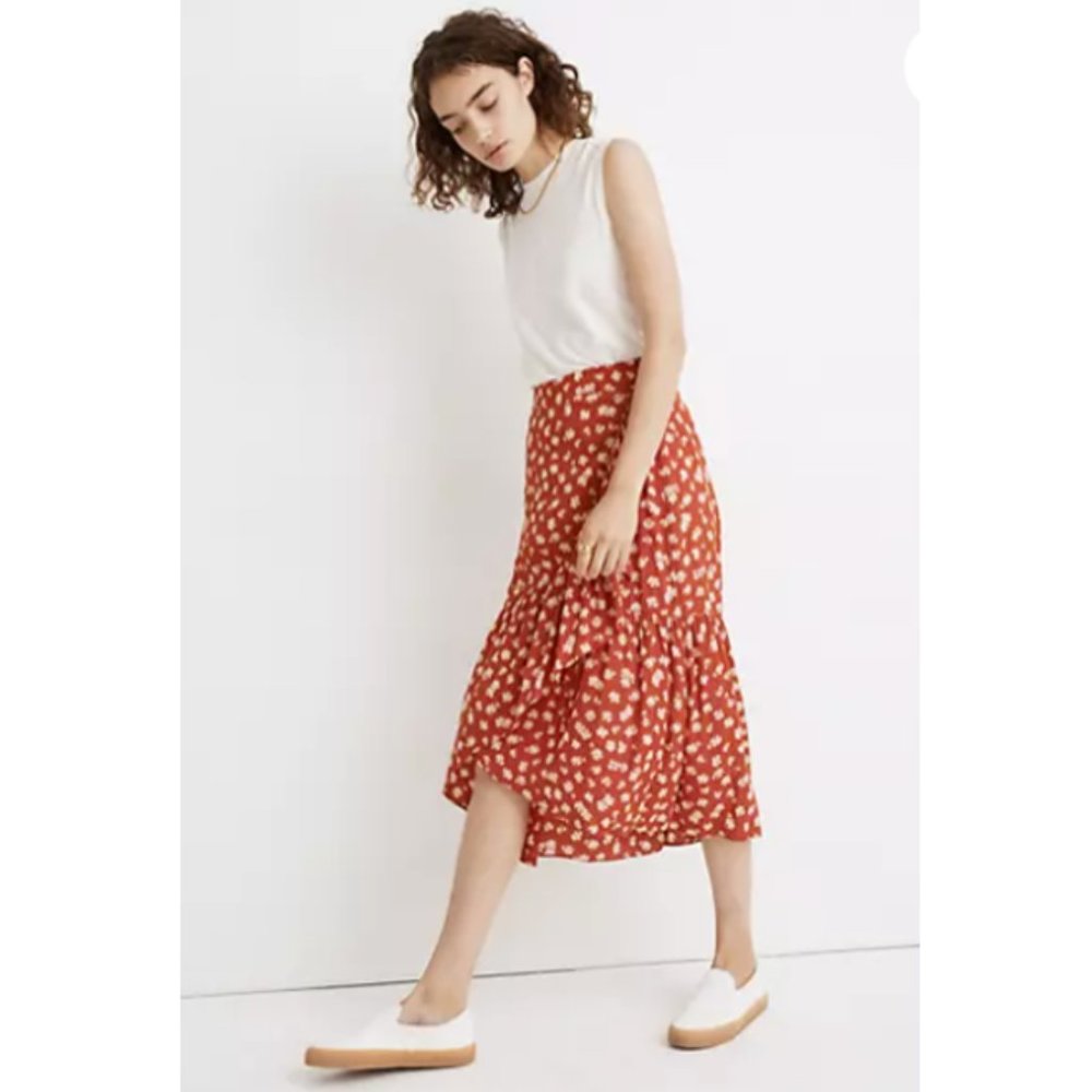 LIKE NEW! Madewell Ruffle-Wrap Midi Skirt | 2